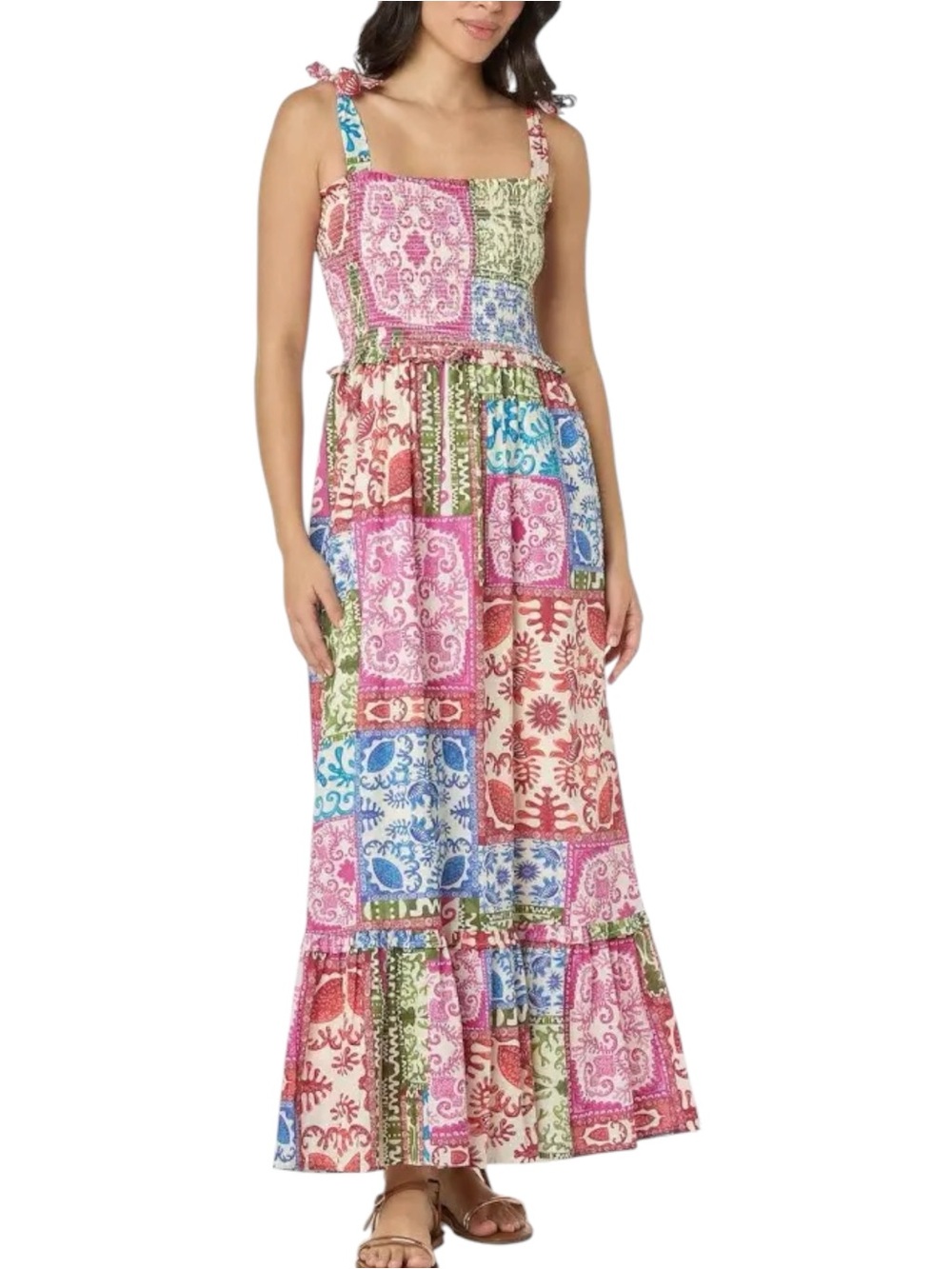 Bila Flora Boho Patchwork Maxi Dress sz Small - NWT